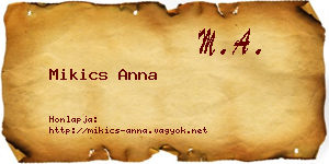 Mikics Anna névjegykártya