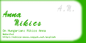 anna mikics business card